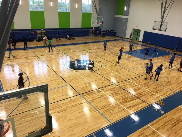 Students enjoy their first day in the new gymnasium.