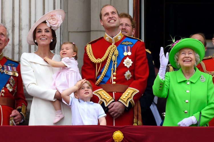 Photo of Queen Elizabeth II, Prince Charles,Prince Harry, Kate Middleton, and Kate and Charles children. Image courtesy of  simplemost.com . 