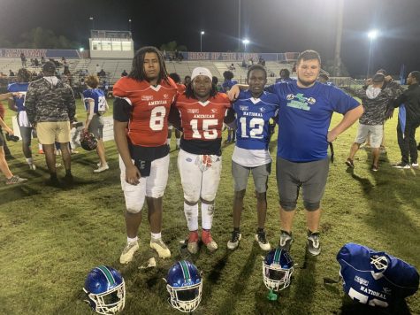 Four Players Playing in the Palm Beach County Football All Star Game